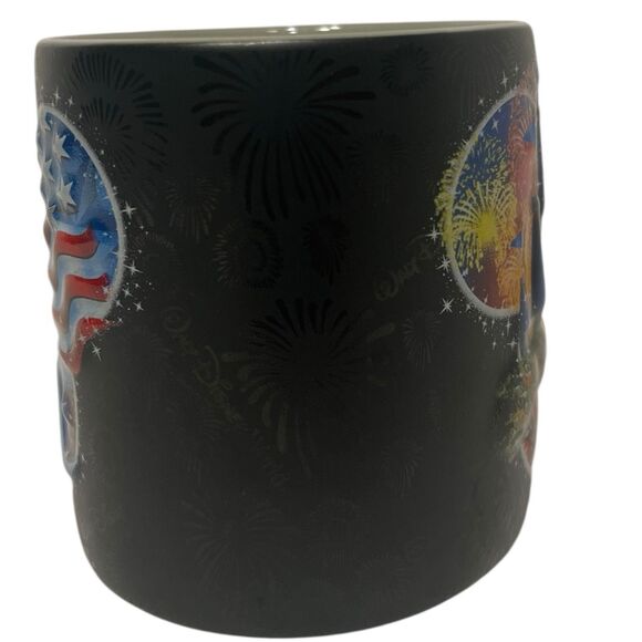 Disney World Mug Black Castle Fireworks Mickey Patriotic Disney Parks 16oz - Picture 4 of 8